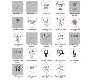 Stickserie ITH - Anhänger Weihnachtsherzen